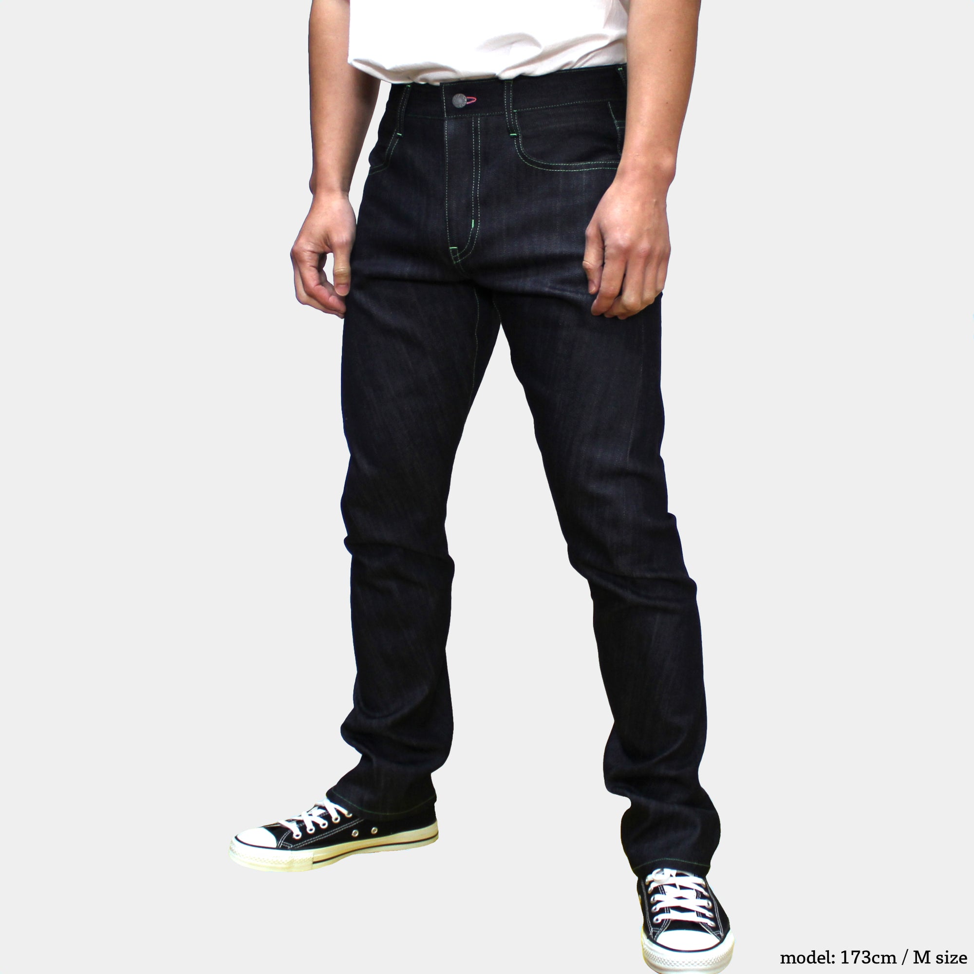 glow denim stylish climbing pants that are slim but easy to move in.