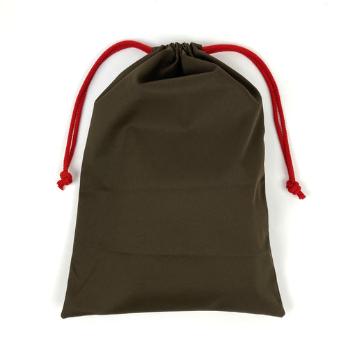 ドローストリング バッグ ポケット ブラウン×パープル