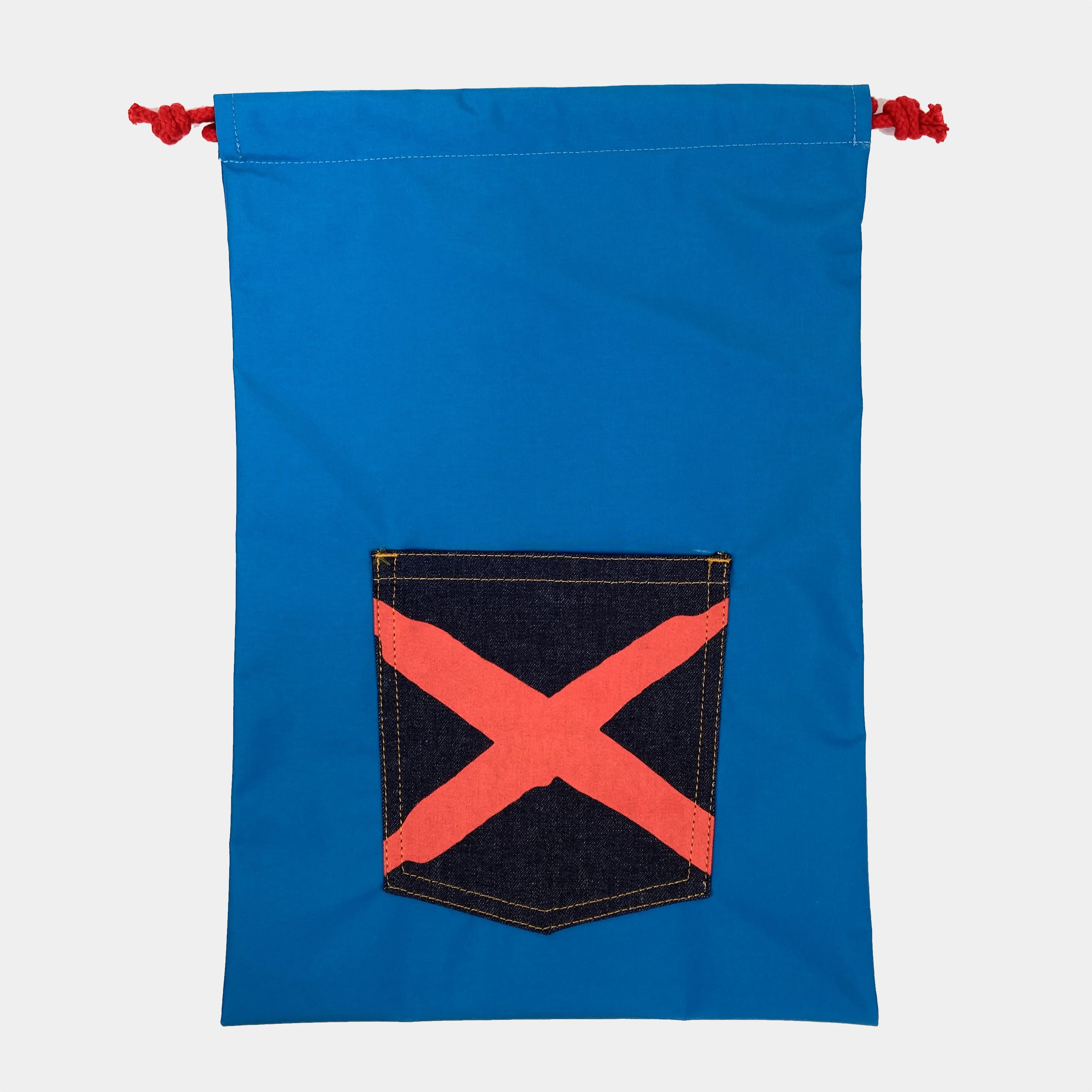 ドローストリング バッグ ポケット ナイロン×デニム